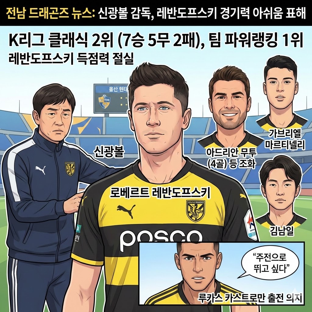 전남 감독 [레반도프스키, 울산전 활약 미흡] 쓴소리